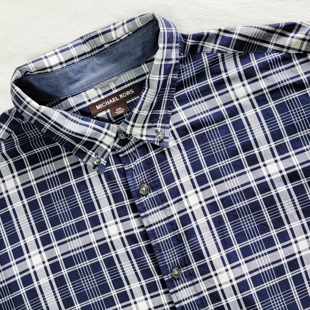 Michael Kors Button Down Shirt Blue Mens XXL Tailored Fit Preppy Business Casual